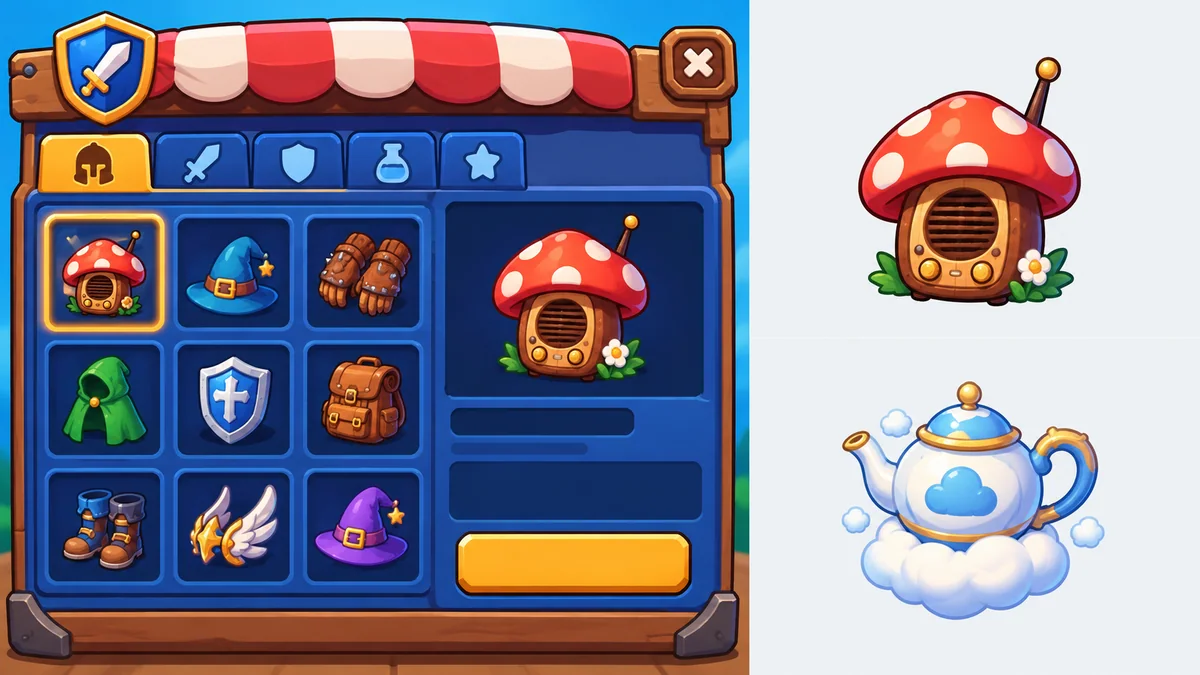 Validation Shop concept showing an original Roblox-style interface direction